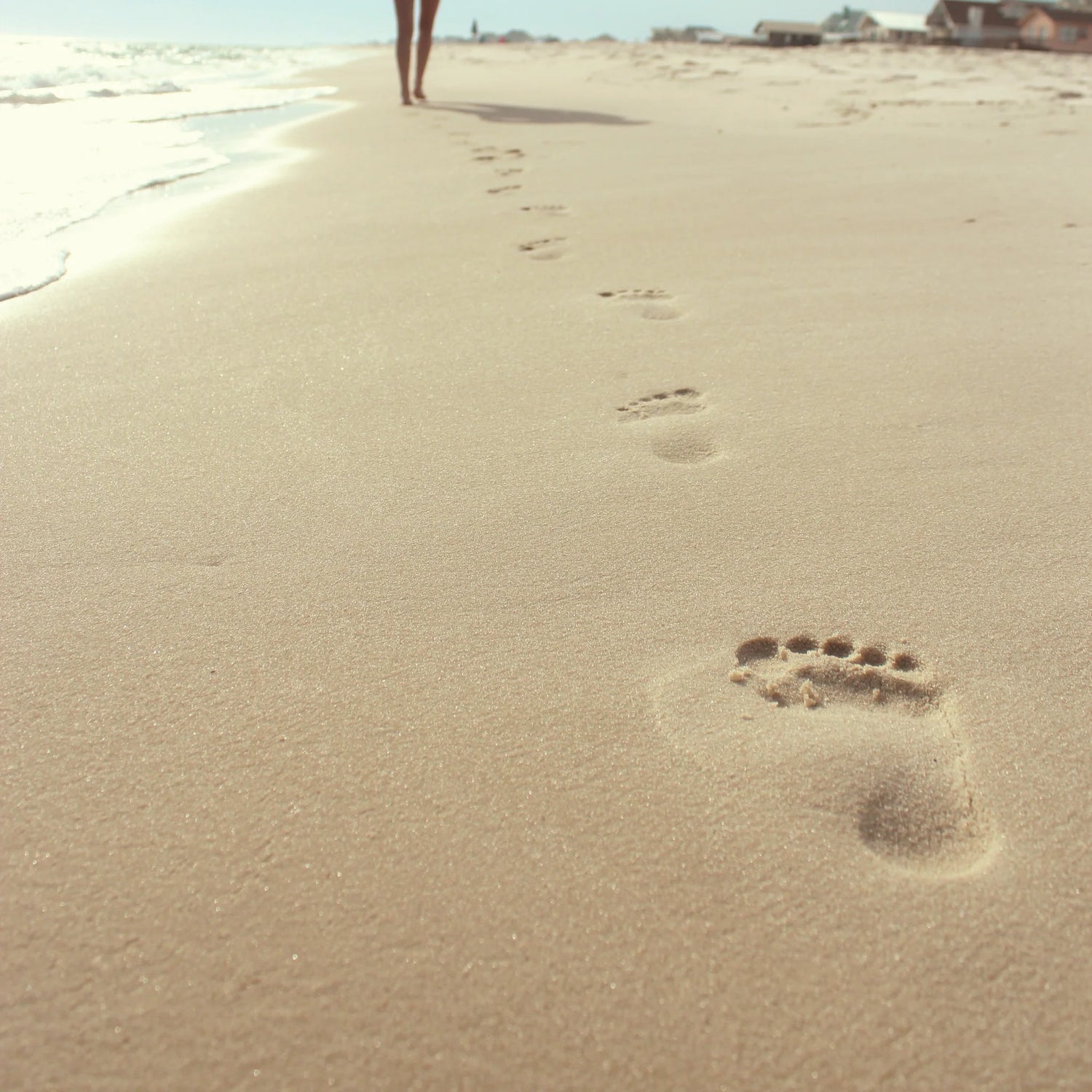 barefoot on the beach